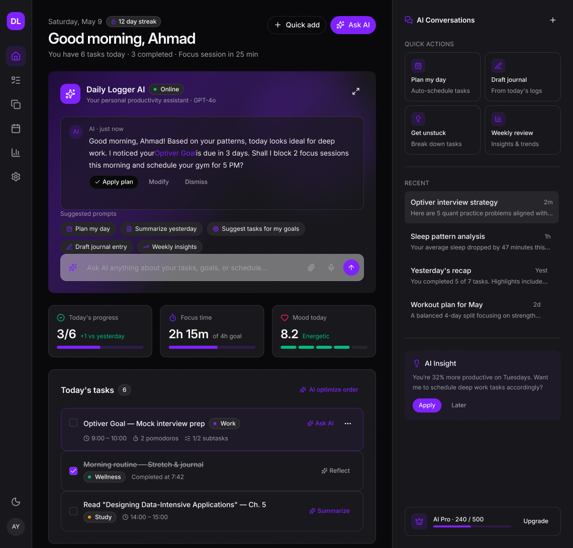 The Ask AI chat with proposed changes awaiting approval